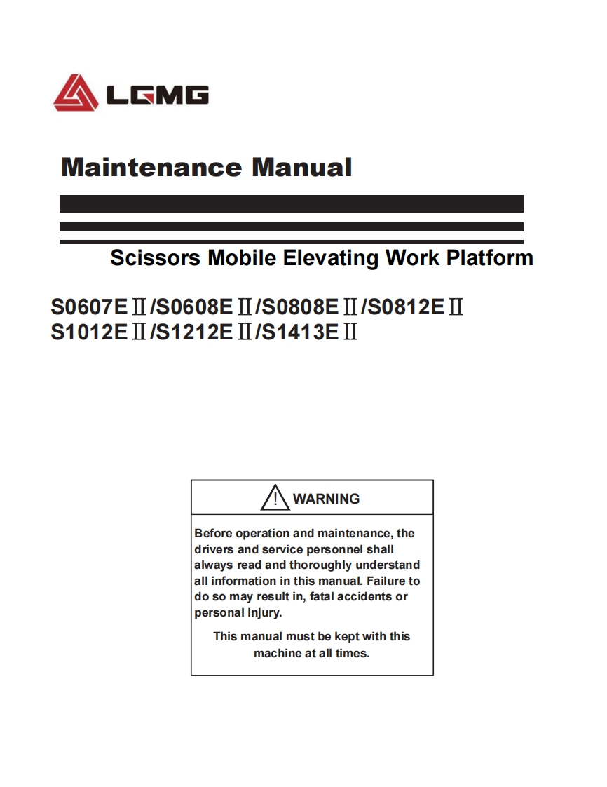 山东临工Slab-scissor-lifts-maintenance-manual-AUS-NZ（Second-generation维修电器液压手册说明书