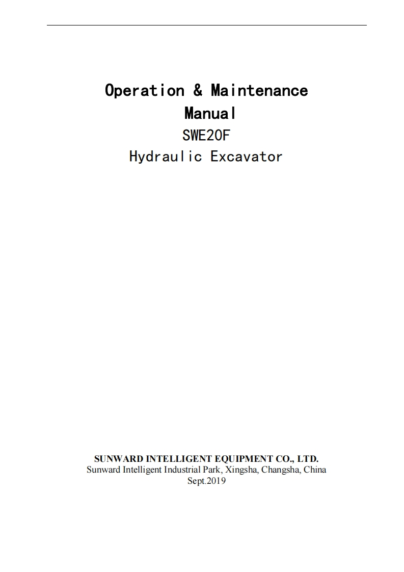 山河智能挖掘机Sunward-SWE20F-Excavator-Operators-Manual-PDF操作与维修手册含电器液压原理图-找手册网