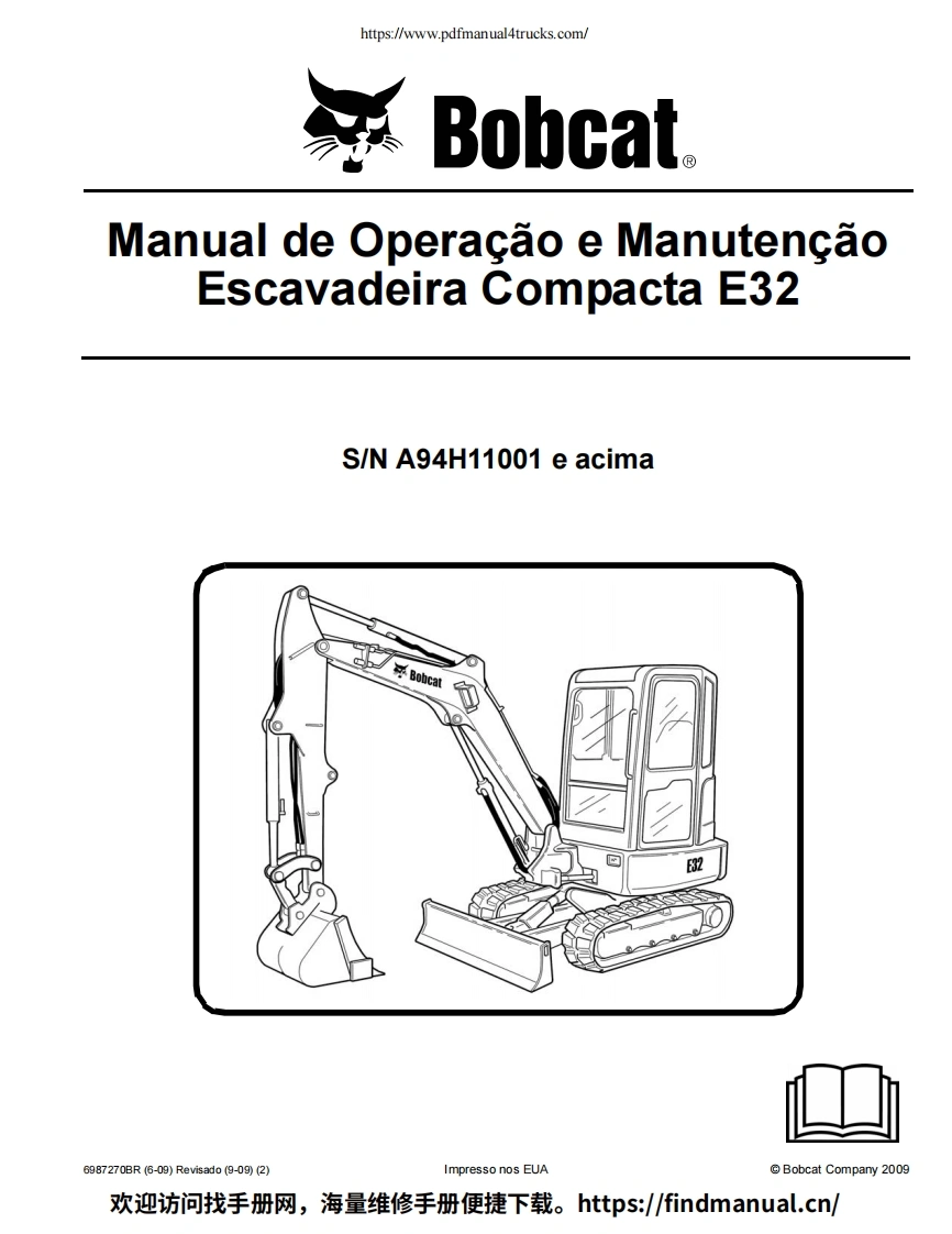 山猫Bobcat-E32-Service-Manual挖掘机操作与维修手册含电器液压原理图