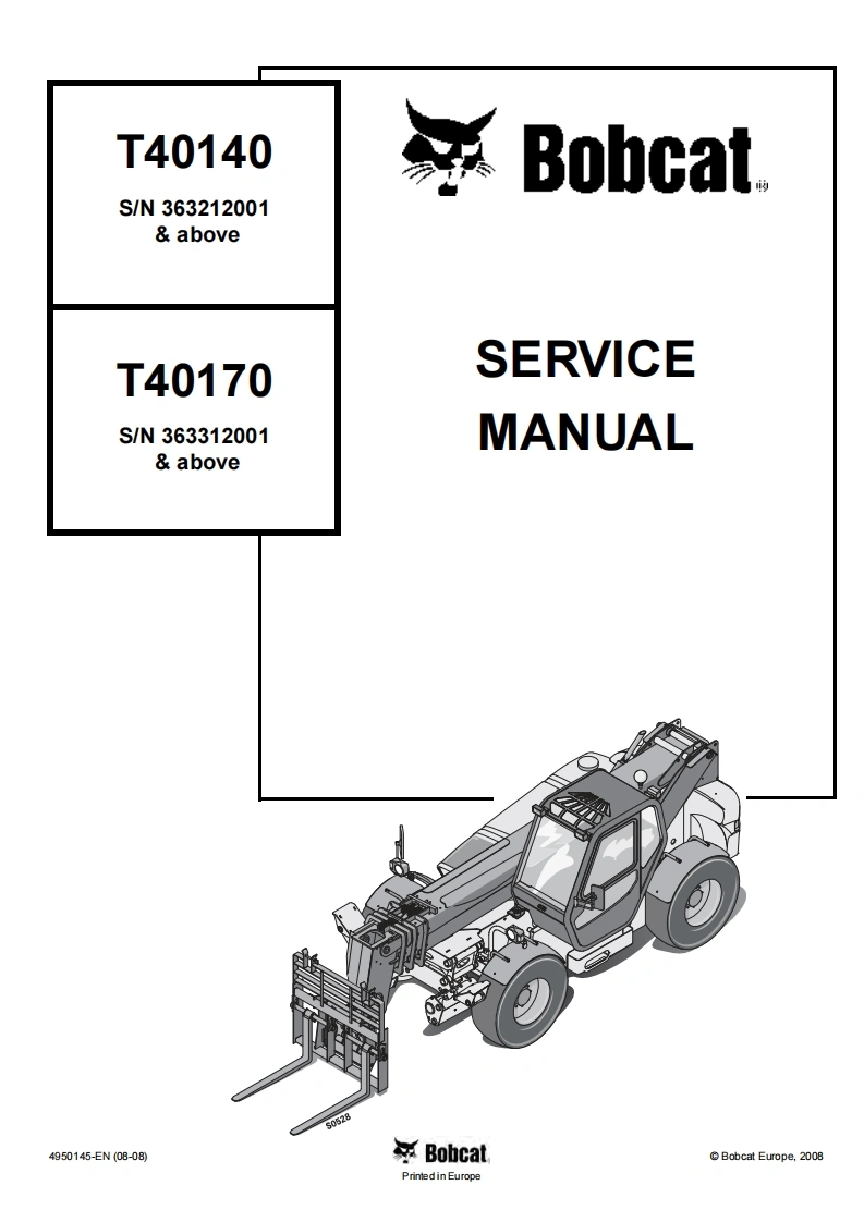 山猫Bobcat-T40140-T40170-Telescopic-Handler-Service-Manual维修维护手册-PDF含电器原理图和液压原理图