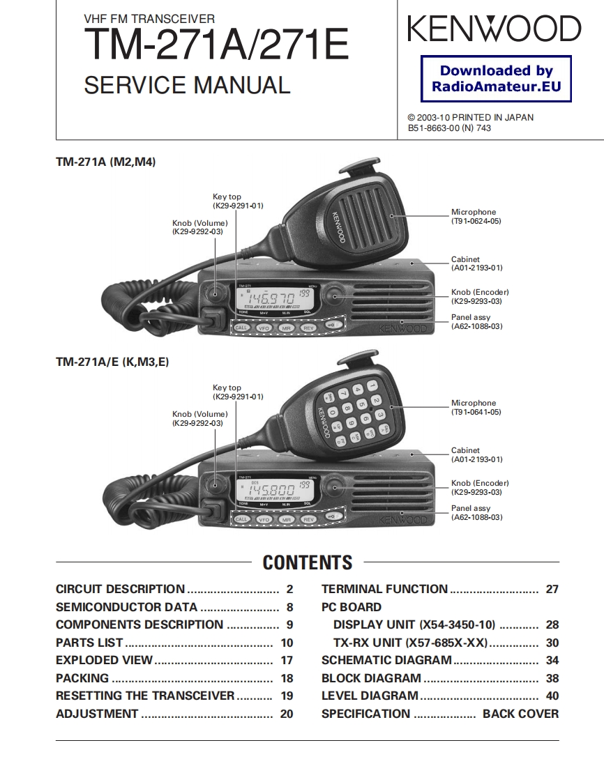 建伍KENWOOD-tm271a-维修图纸手册