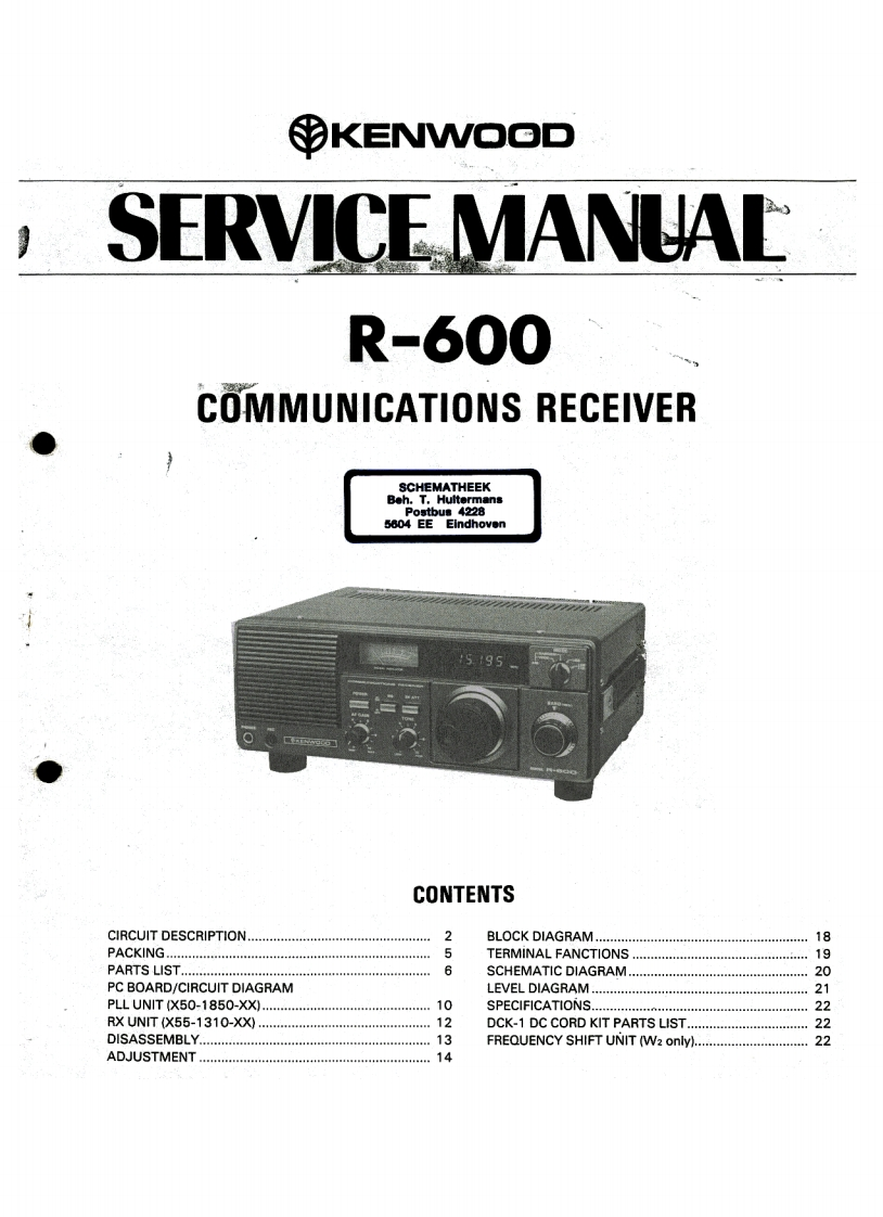 建武Kenwood_R-600_Service_Manual维修手册含电器原理图