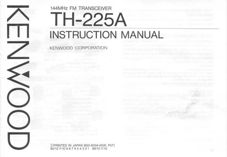 建武Kenwood_TH-225A_Manual操作说明书手册