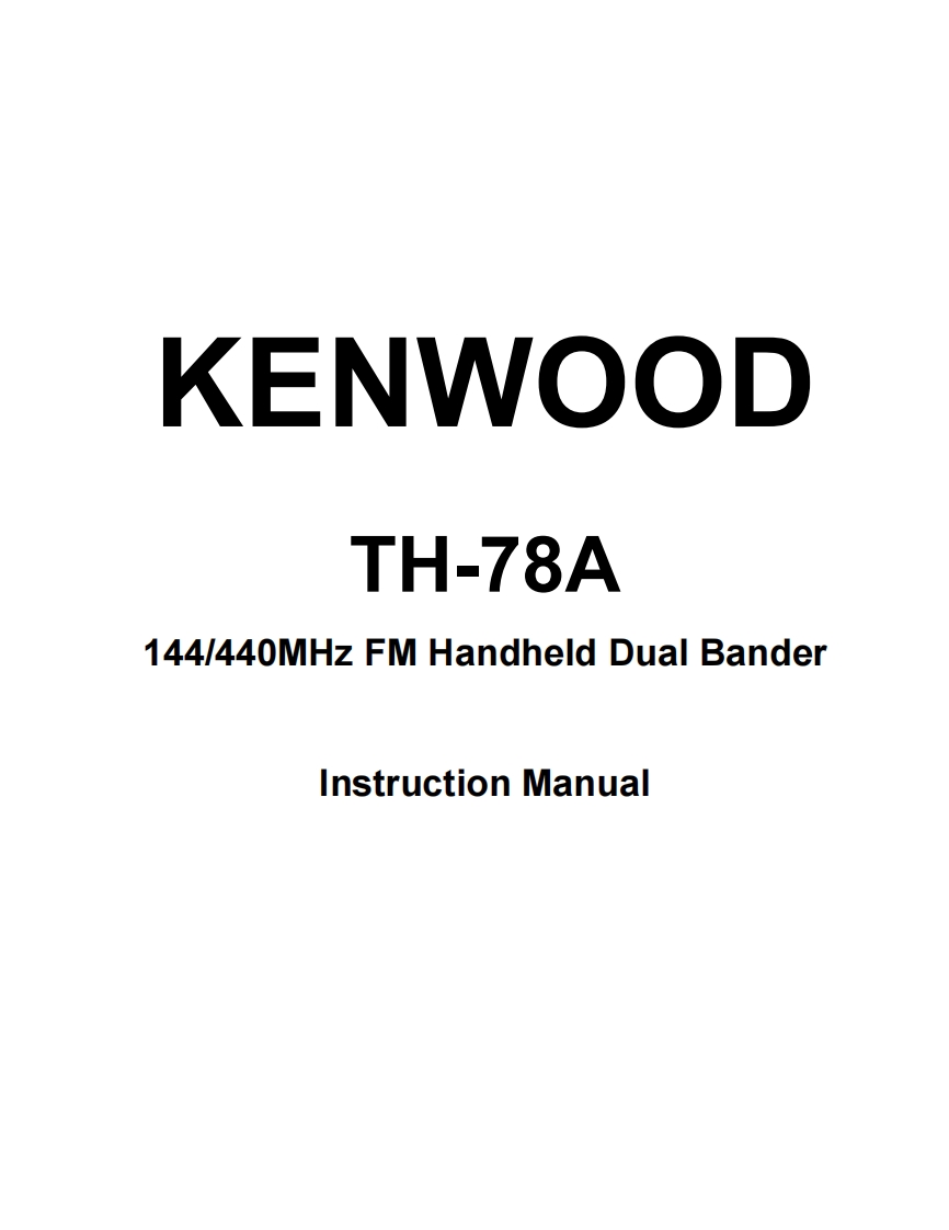 建武Kenwood_TH-78A_Manual操作说明书手册