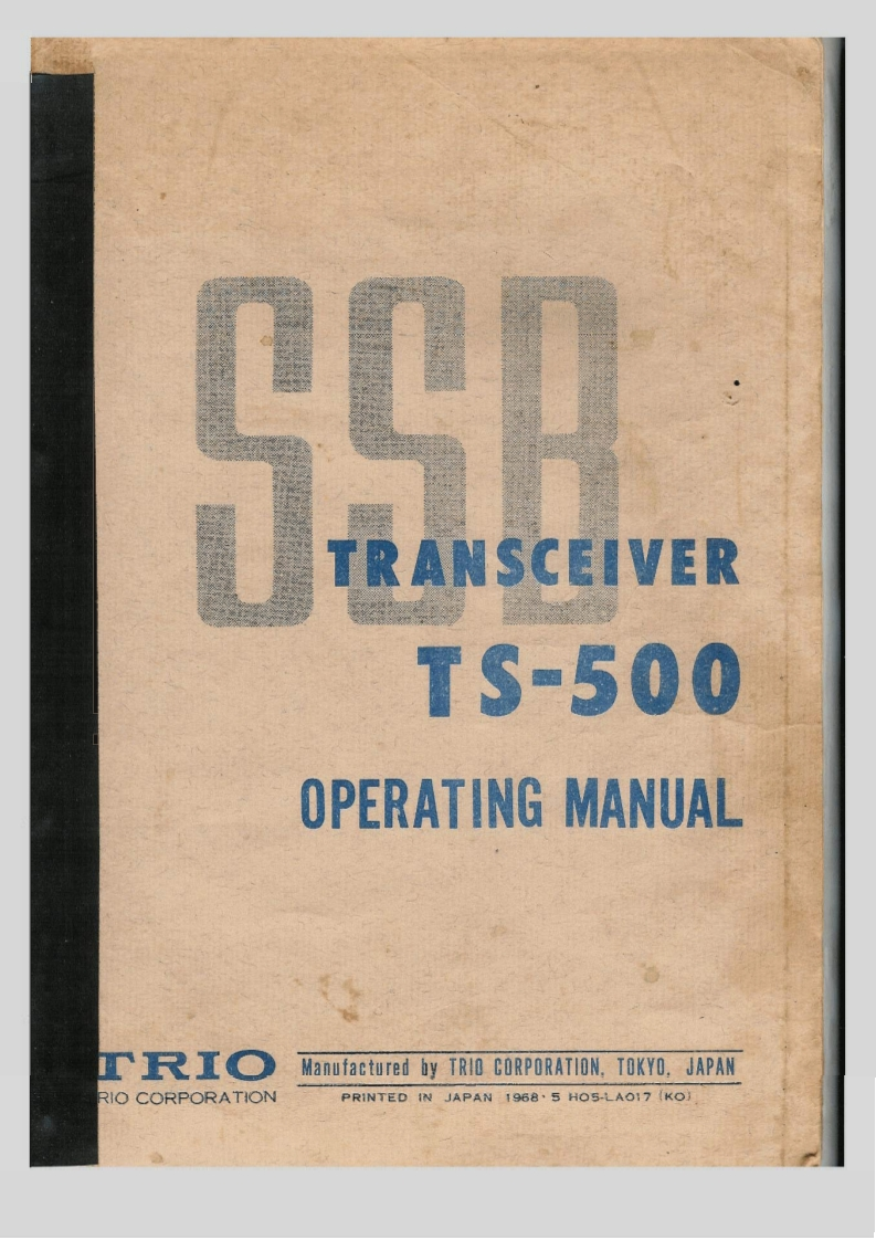 建武Kenwood_TS-500_Manual操作说明书手册