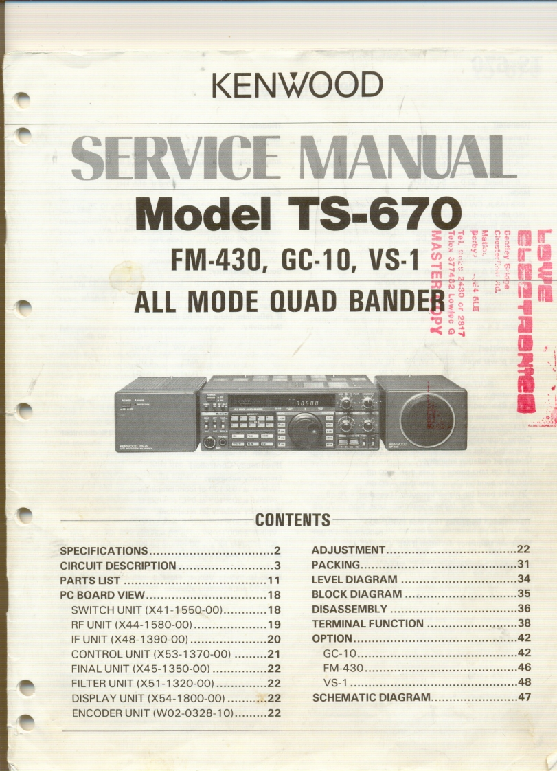建武Kenwood_TS-670_Service_Manual维修手册含电器原理图_Part_1