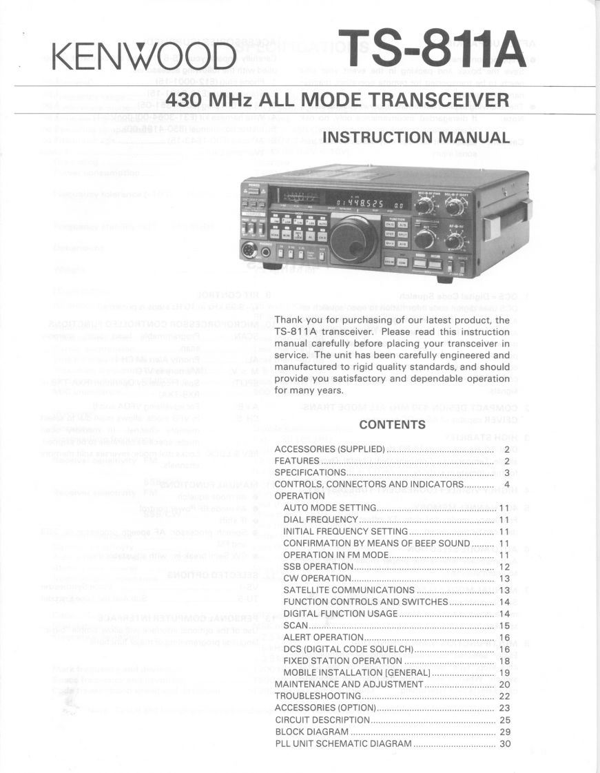 建武Kenwood_TS-811A_Manual操作说明书手册