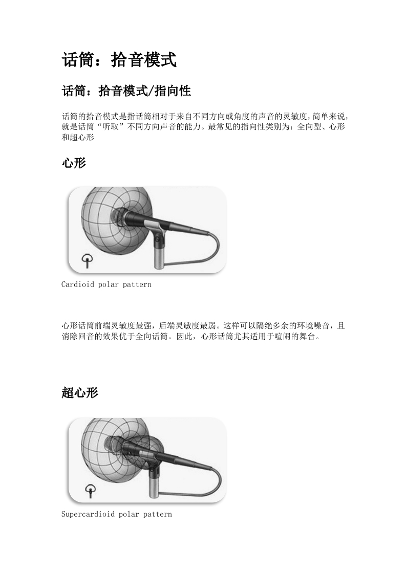 录音知识库_话筒拾音模式