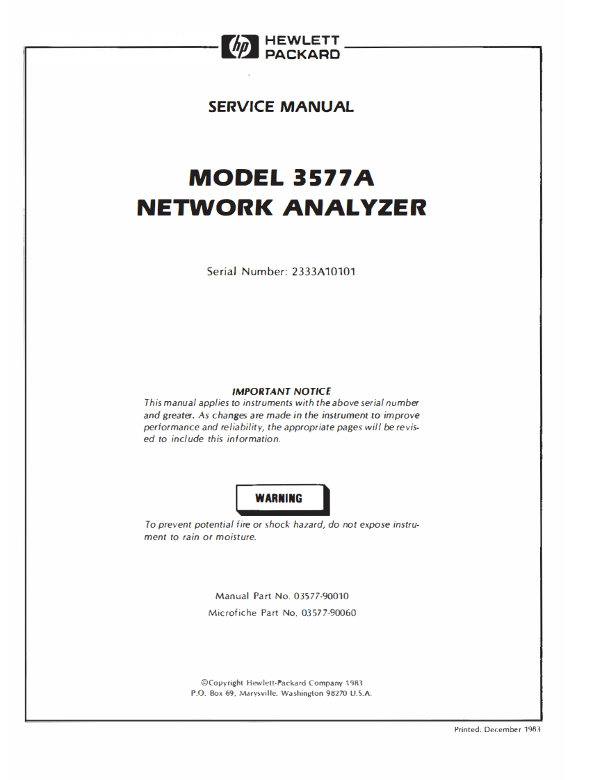 惠普03_HP_3577A_Service维修维护操作电器原理图手册