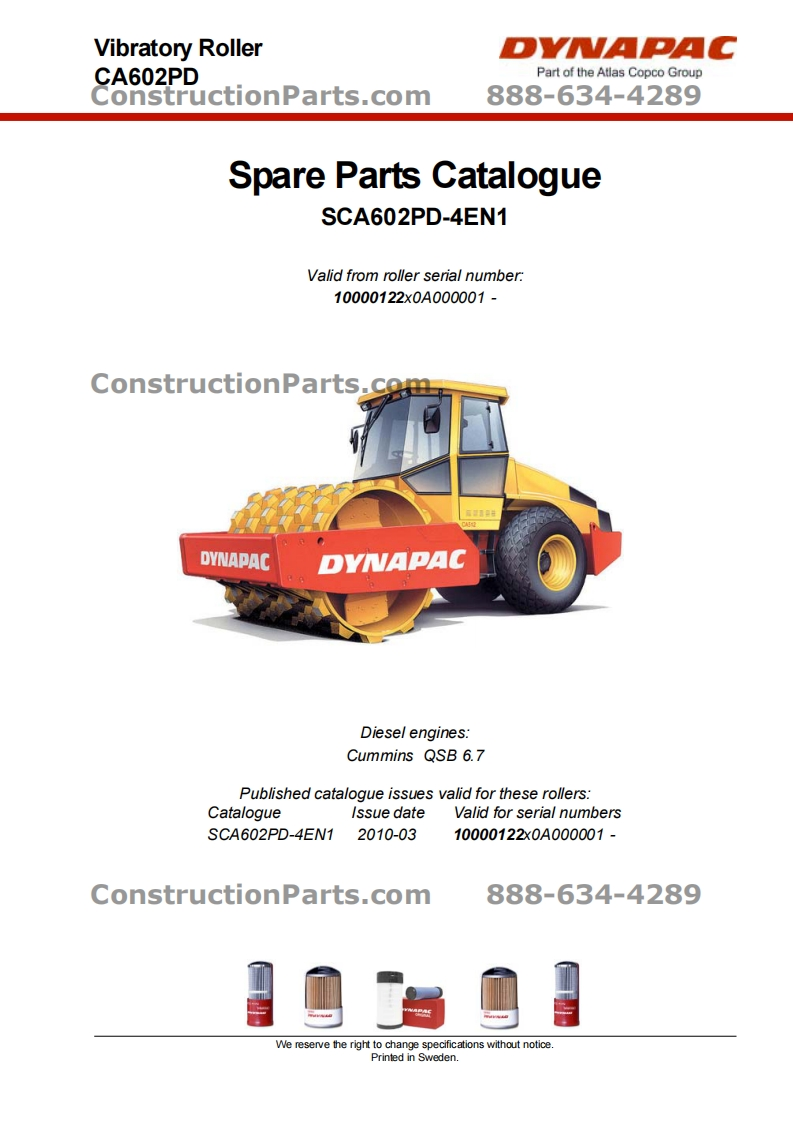 戴纳派克DYNAPAC-CA602PD零部件手册