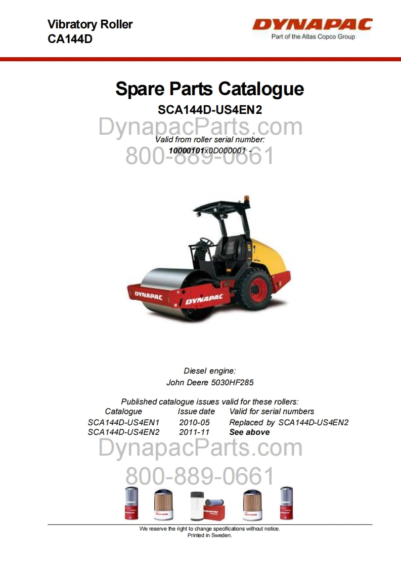 戴纳派克DYNAPACCA-144-Spare-Parts-Catalogue-SCA144D-US4EN2零部件手册