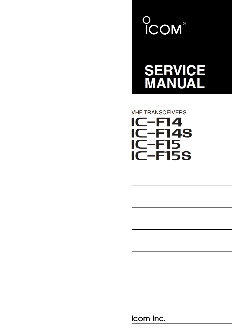 手册编号101：Icom_IC-F14_S_IC-F15_S_维修说明书手册_2004-找手册网