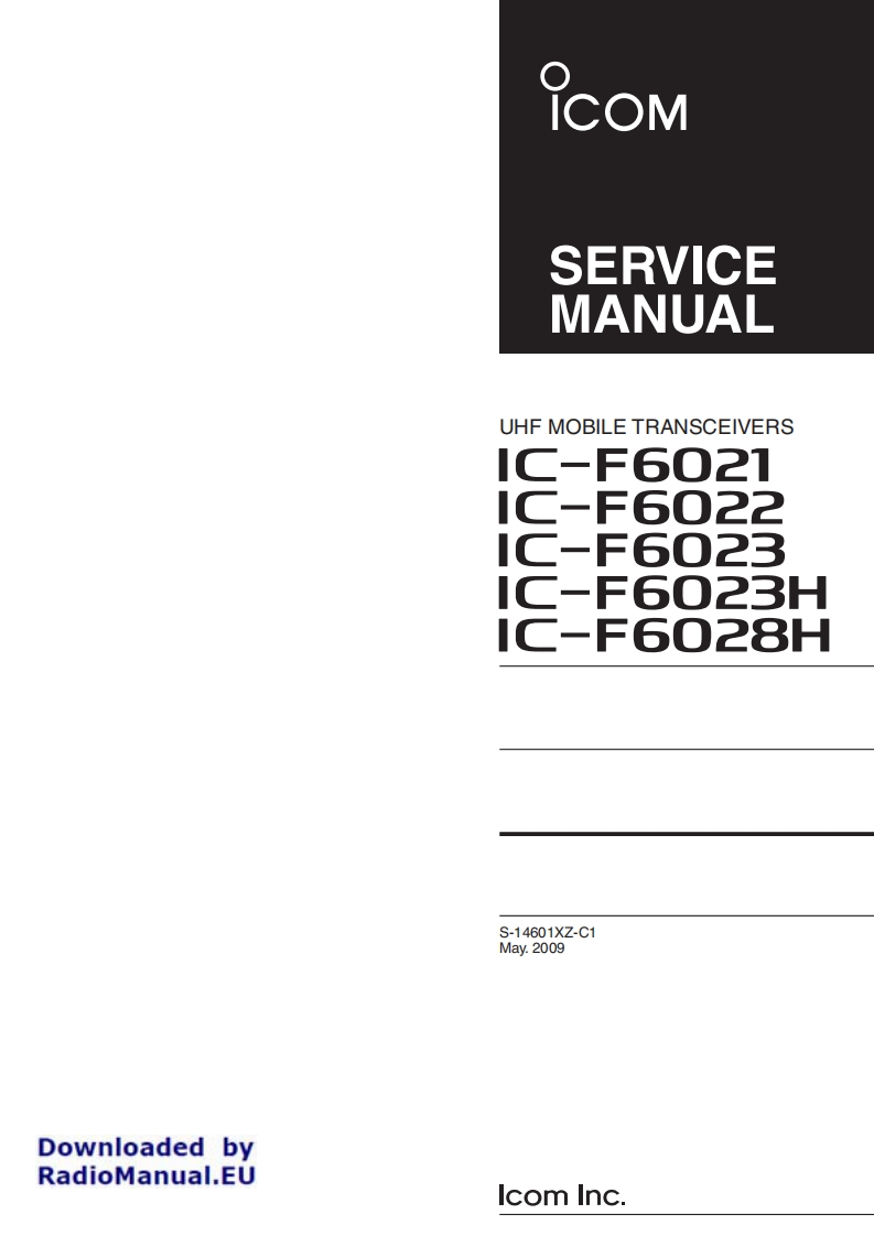 手册编号114：Icom_IC-F6020_series_维修说明书手册_2009