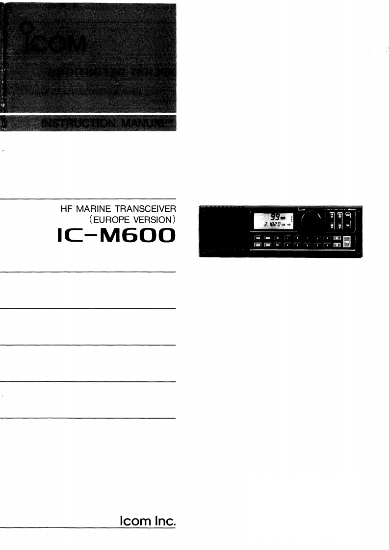 手册编号115：Icom_IC-M600E_使用说明书手册_1992-找手册网