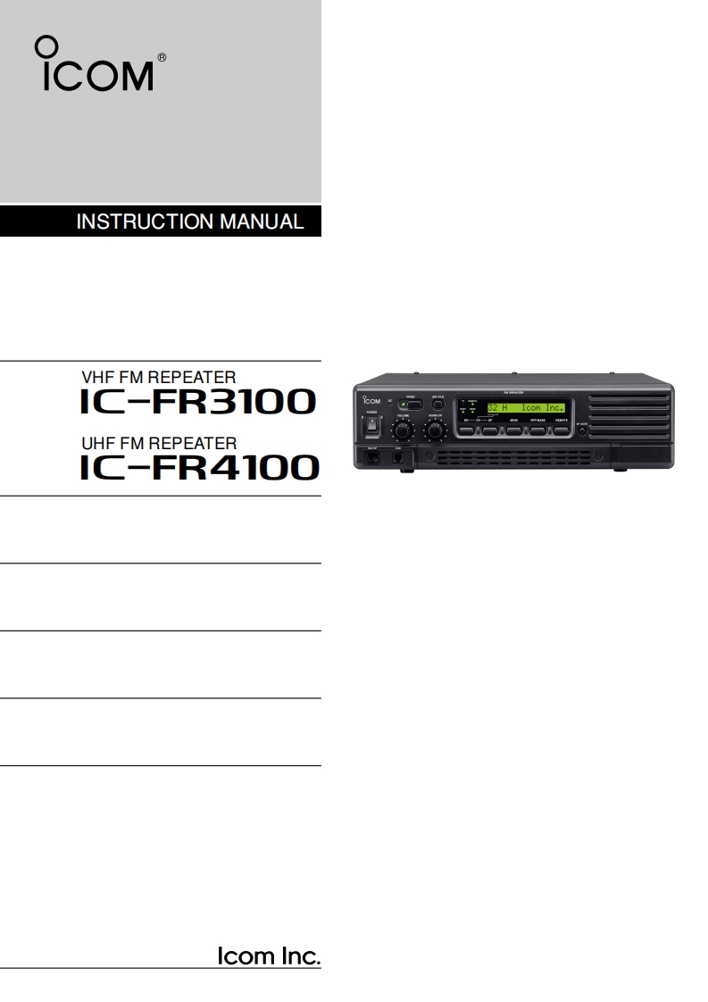 手册编号119：Icom_IC-FR3100_IC-FR4100_使用说明书手册-找手册网