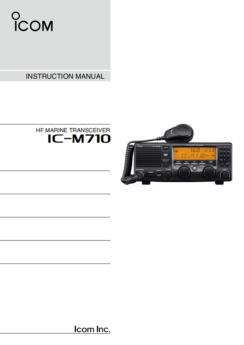 手册编号151：Icom_IC-M710_使用说明书手册_2017