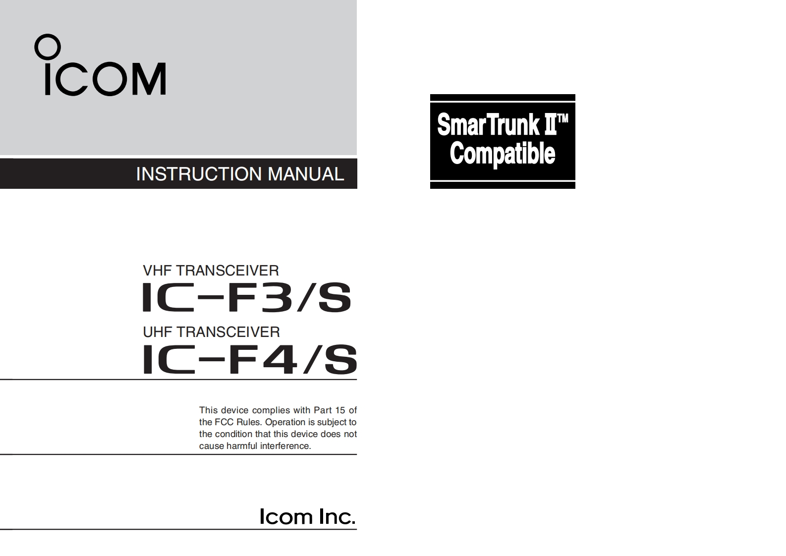 手册编号161：Icom_IC-F3_S_IC-F4_S_使用说明书手册_1997