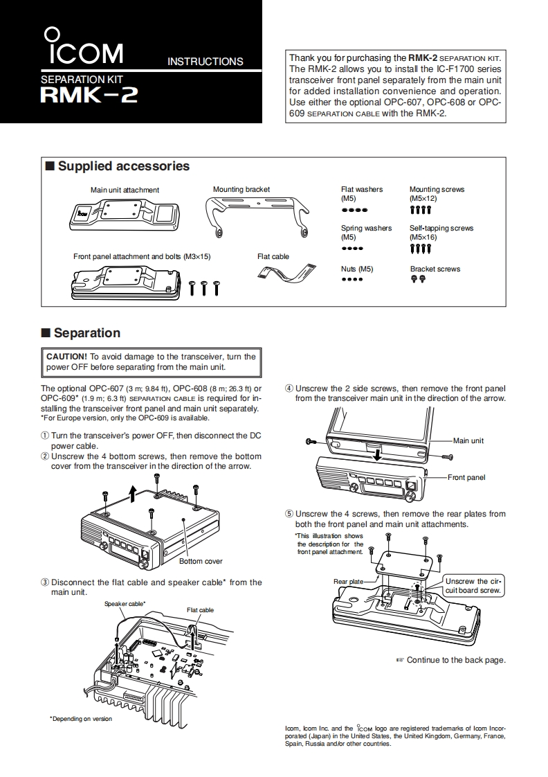 手册编号165：Icom_IC-F1700_RMK-2_使用说明书手册