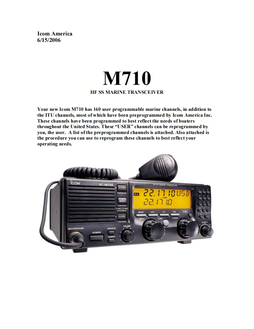 手册编号176：Icom_IC-M710_使用说明书手册_programmable_marine_channels_2006