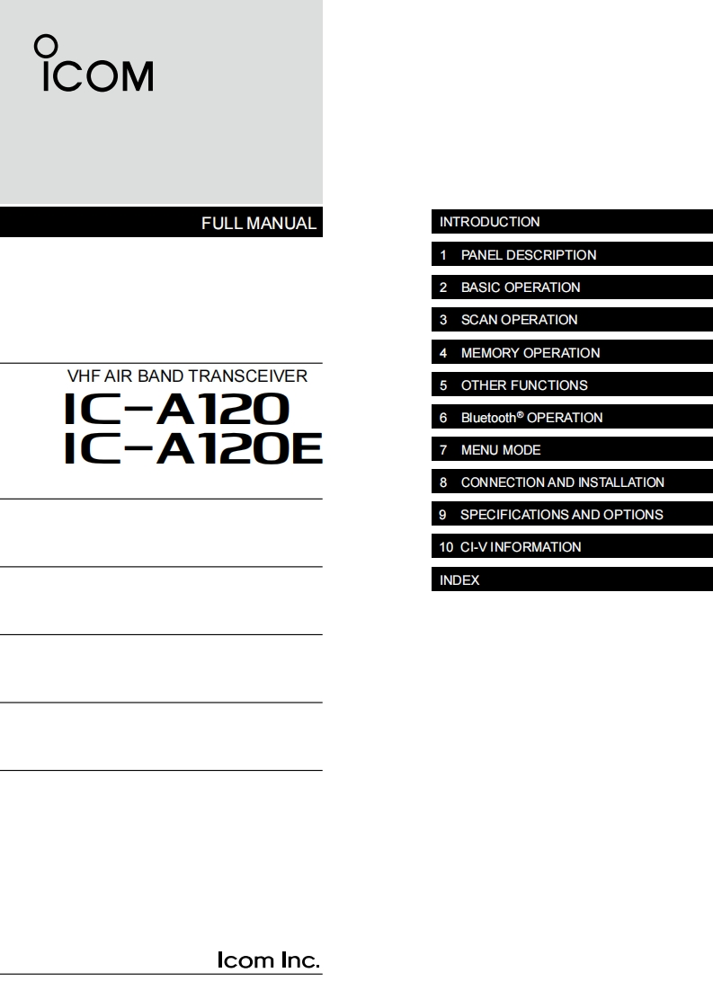 手册编号17：艾克幕ICOM-IC-A120英文版标准说明书手册-找手册网