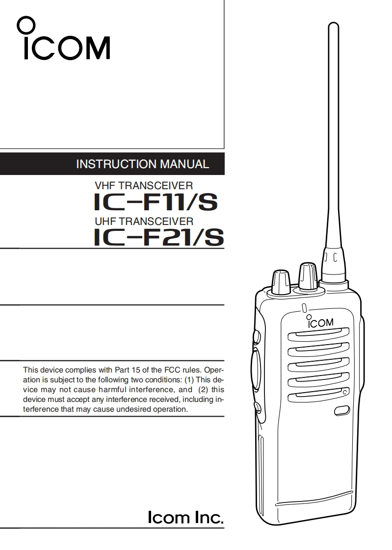 手册编号187：Icom_IC-F11_S_IC-F21_S_使用说明书手册