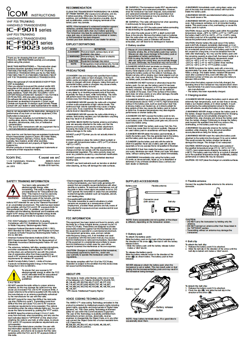 手册编号193：Icom_IC-F9011_IC-F9021_IC-F9023_series_quick_使用说明书手册