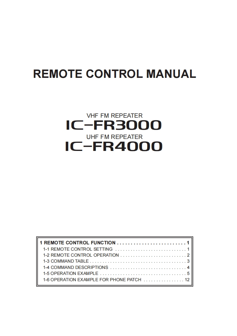 手册编号218：Icom_IC-FR3000_IC-FR4000_remote_使用说明书手册