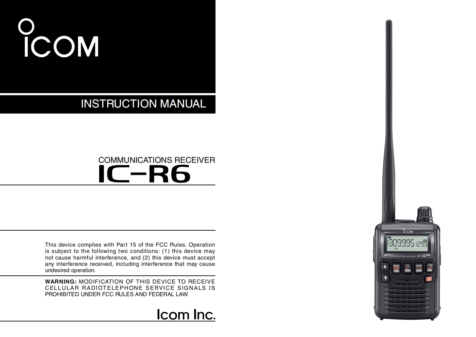 手册编号21：艾克幕ICOM-IC-R6英文版操作说明书手册