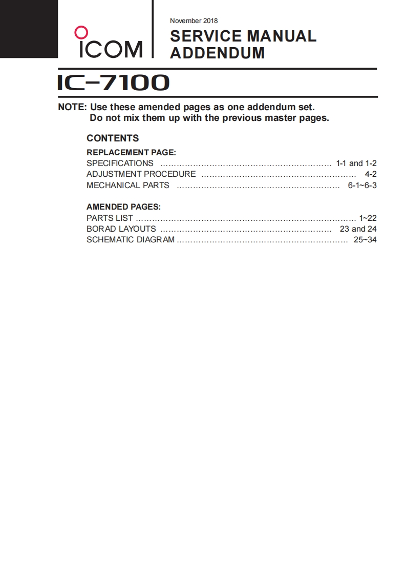 手册编号242：ICOM-IC-7100_维修说明书手册_addendum_2018-找手册网