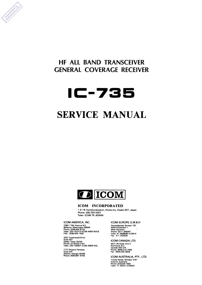 手册编号246：ICOM-IC-735_维修说明书手册