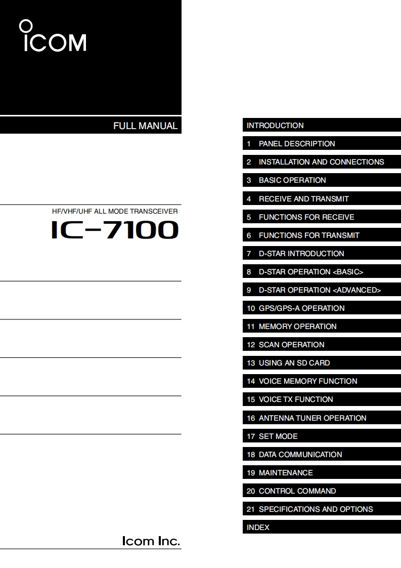 手册编号258：ICOM-IC-7100_advanced_使用说明书手册_2021-找手册网