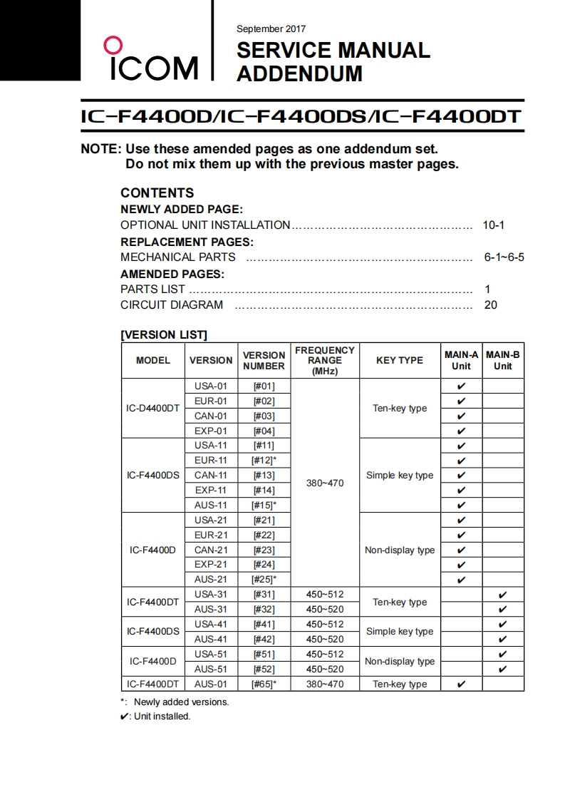 手册编号260：Icom_IC-F4400D_S_T_维修说明书手册_addendum_2017-找手册网
