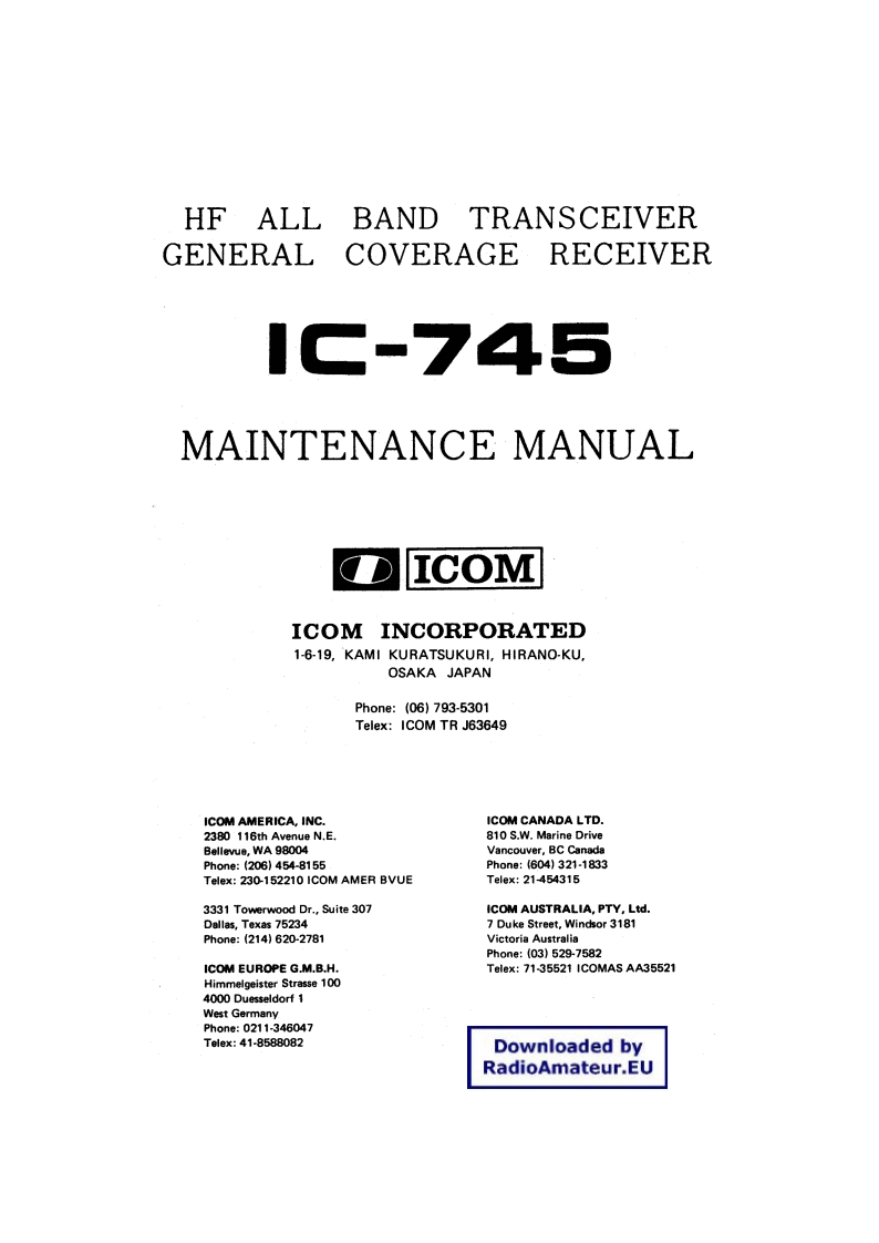 手册编号262：ICOM-IC-745_维修说明书手册-找手册网