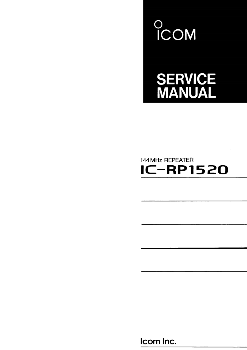 手册编号276：icom-rp1520-维修说明书手册中文使用操作说明书手册