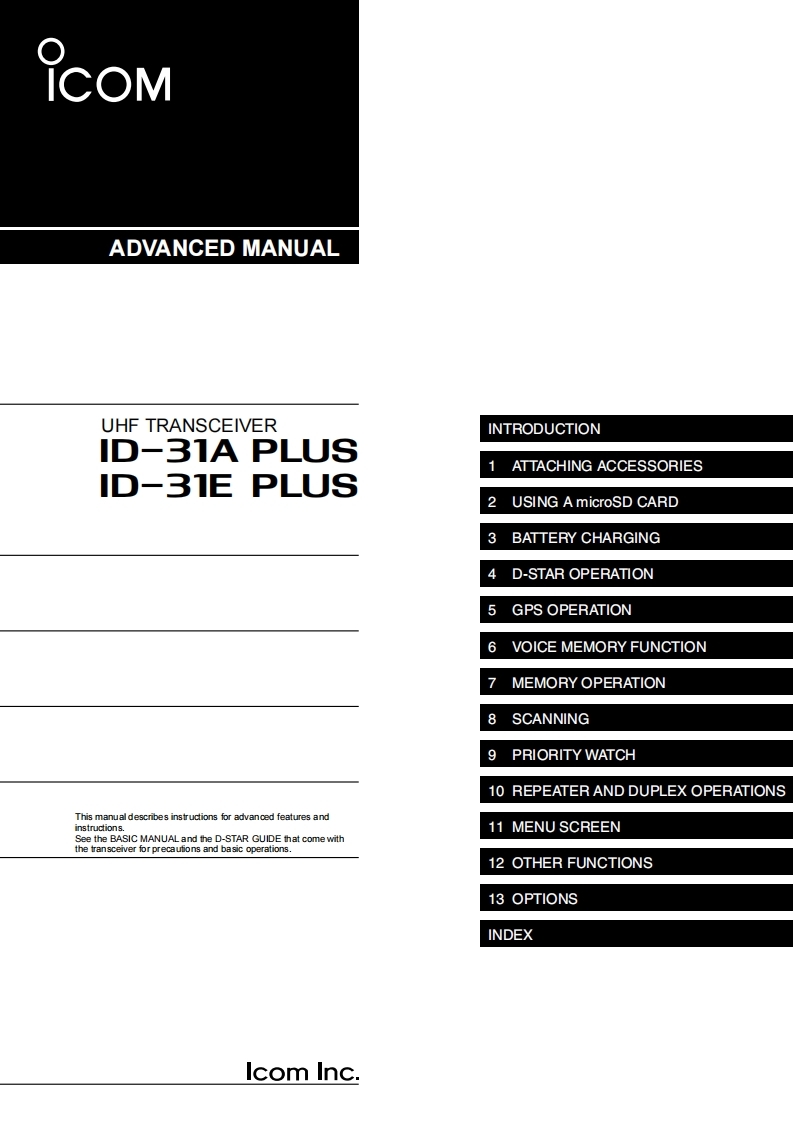 手册编号27：艾克幕ICOM-ID-31英文版标准说明书手册-找手册网