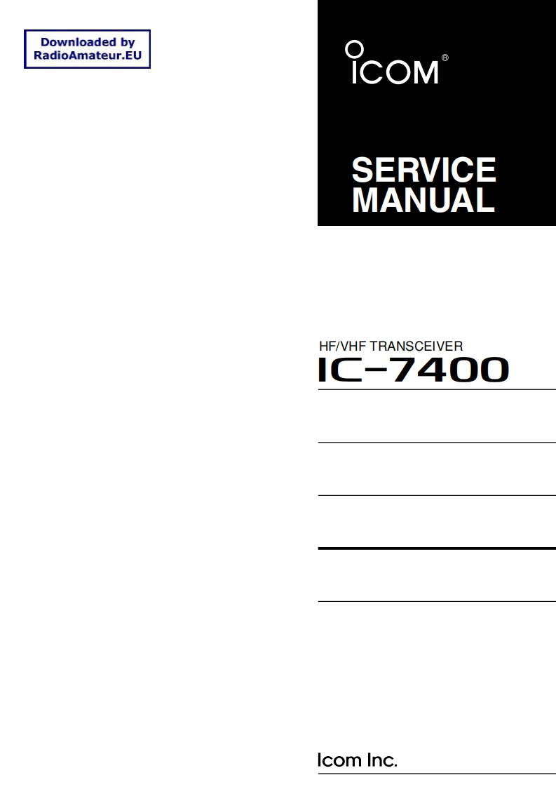 手册编号285：ICOM-IC-7400_维修说明书手册
