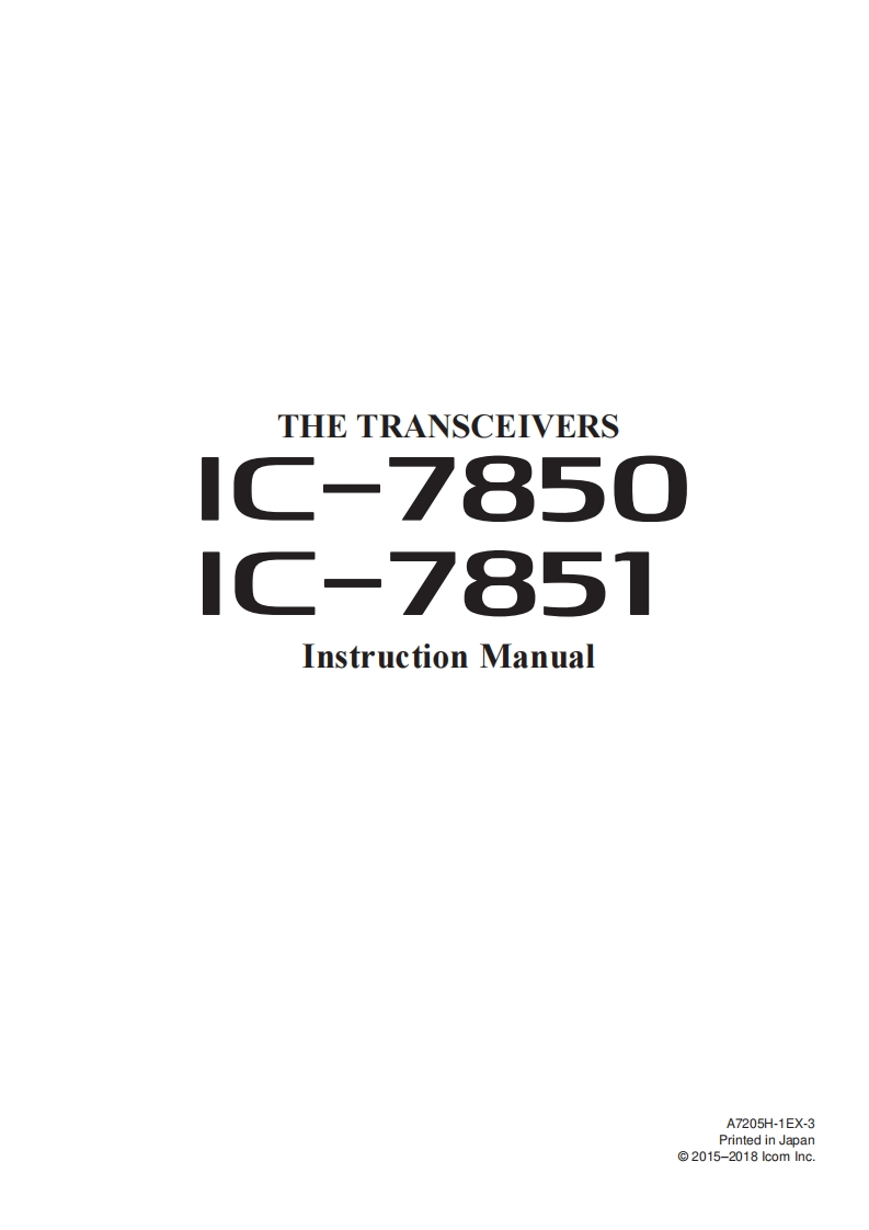 手册编号286：ICOM-IC-7850_IC-7851_使用说明书手册_2018