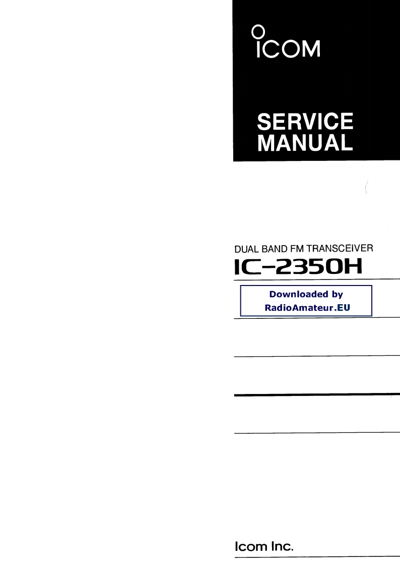 手册编号287：ICOM-IC2350H_维修说明书手册