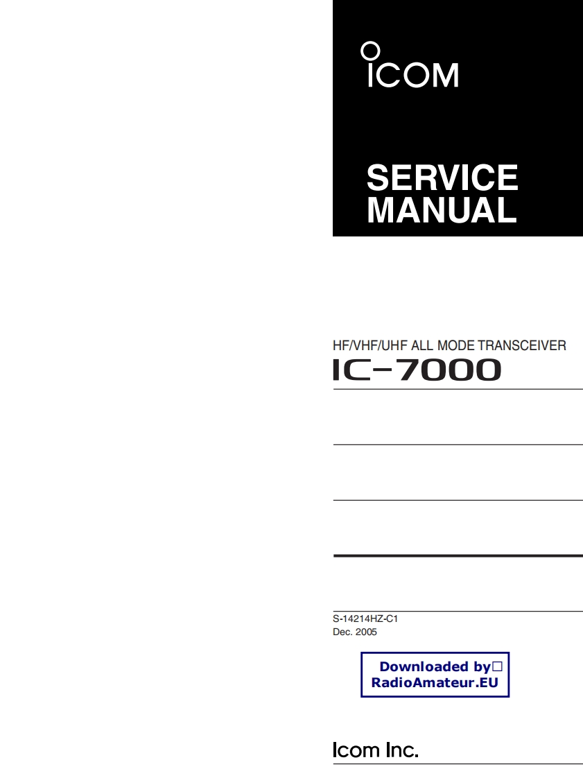 手册编号306：ICOM-IC-7000_维修说明书手册