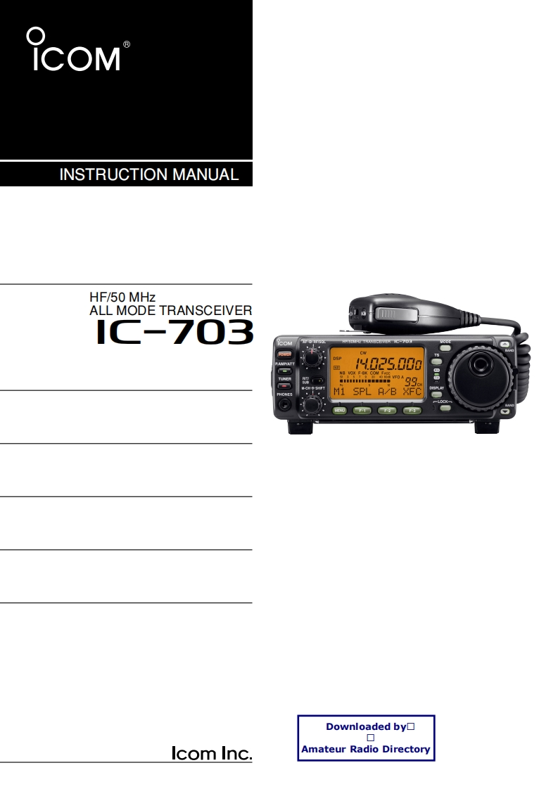 手册编号331：ICOM-IC-703_使用说明书手册