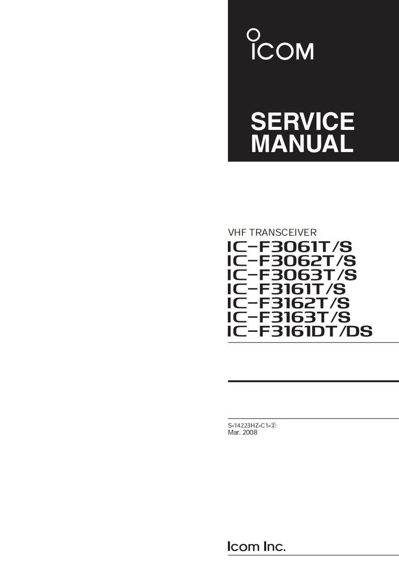 手册编号350：Icom_IC-F3060_IC-F3160_series_维修说明书手册_2008-找手册网