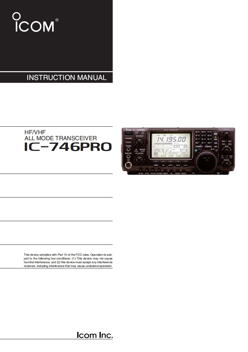 手册编号352：ICOM-IC-746Pro_使用说明书手册_2016-找手册网