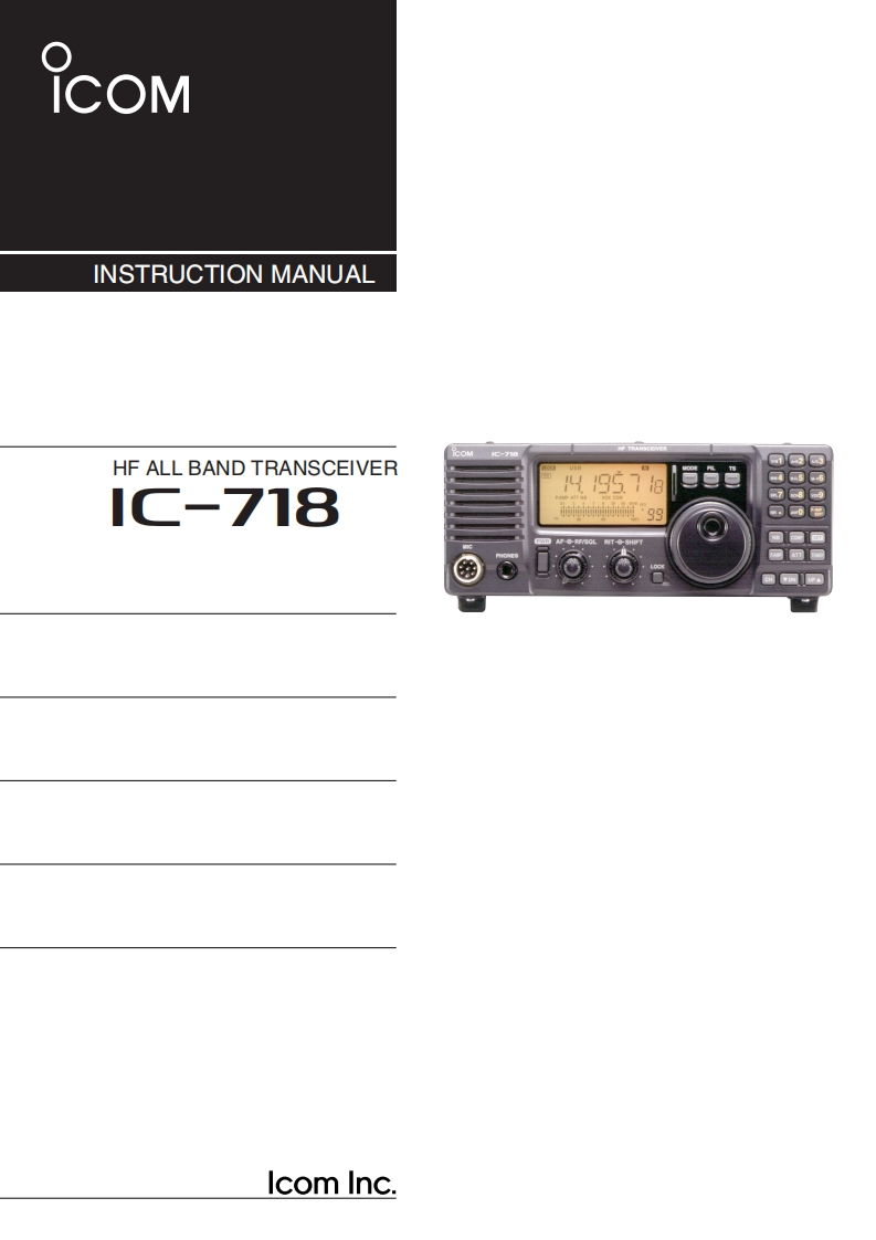 手册编号39：艾克幕ICOM-IC-718英文版操作说明书手册-找手册网