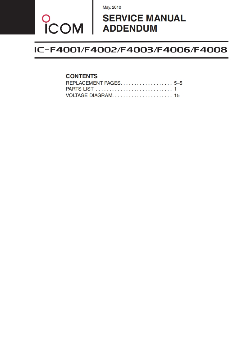手册编号6：Icom_IC-F4000_series_维修说明书手册_addendum_May_2010-找手册网