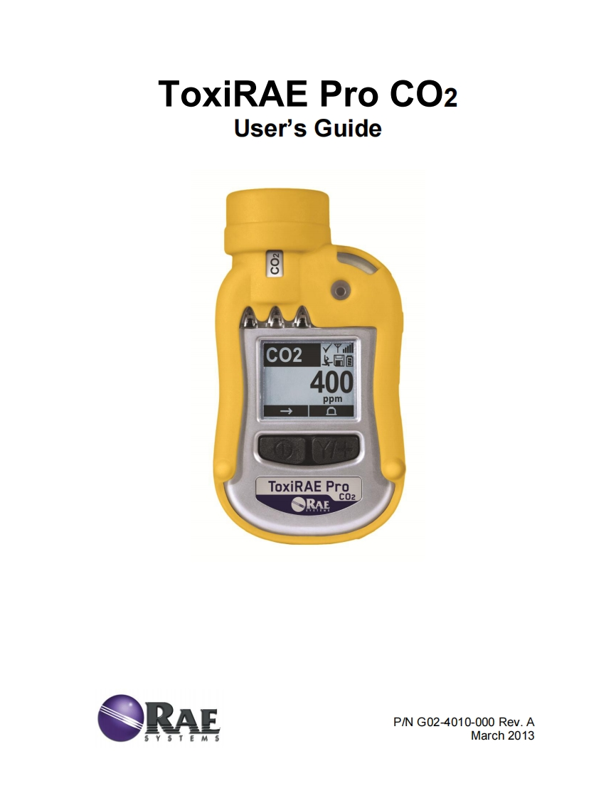 手册说明书指南_ToxiRAE_Pro_CO2_RevA_English