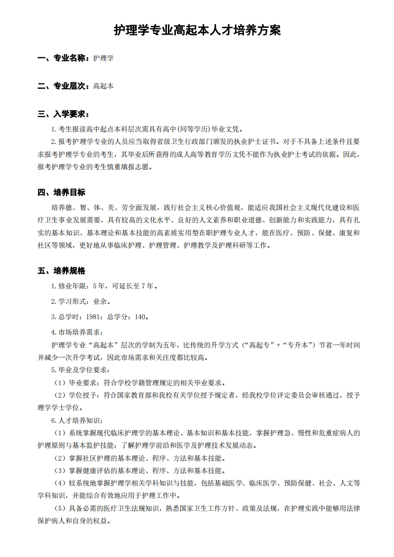 护理学（高起本）