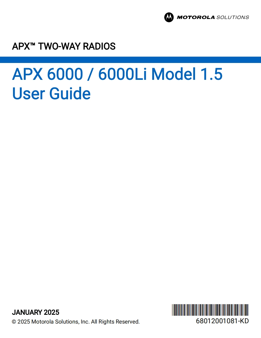 摩托罗拉APX6000M1.5对讲机操作说明书手册