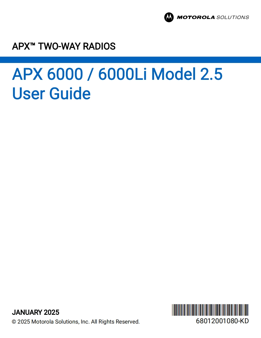 摩托罗拉APX6000M2.5对讲机操作说明书手册