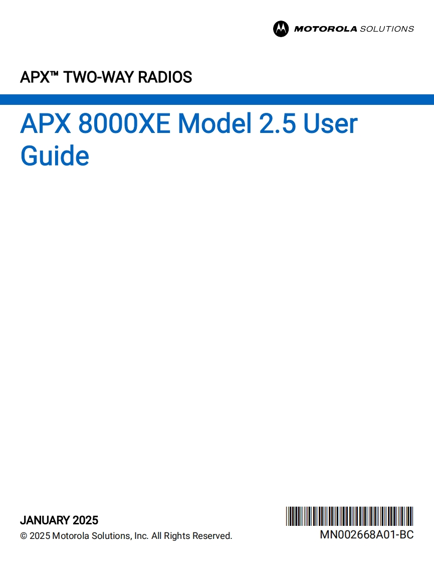 摩托罗拉APX8000XEM2.5对讲机操作说明书手册