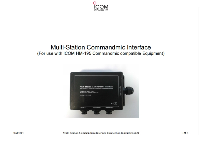 操作说明书手册-ICOMMultiStationCommandmicInterface-HM-195CMI